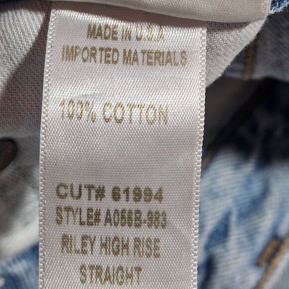 Agolde Riley High Rise Straight Crop Jeans Womens 23 Light Wash Distressed 100% - Picture 6 of 16